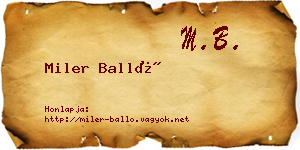 Miler Balló névjegykártya
